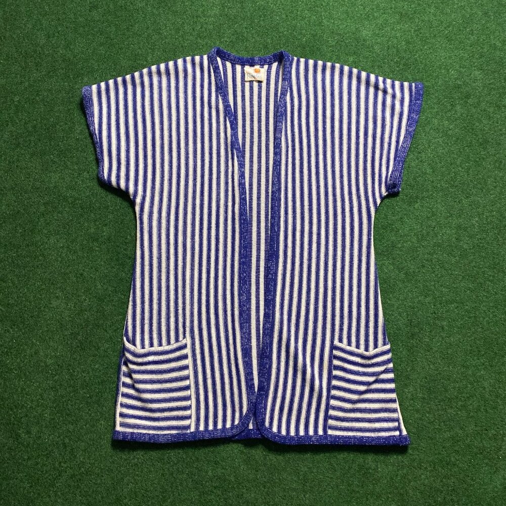 Vintage Women’s Rosa Lee Union Made Stripe Cardigan Blouse Blue/White (Unsized)